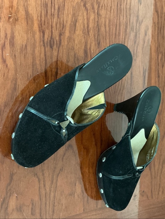 Cole Haan Shoes - Cole Haan Black Suede Slip-On Mule Sandals with Metal Ring